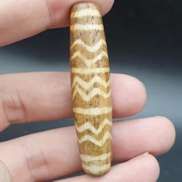AA Vintage South Asian Burmese Old pyu tribal Pumtek petrified Wood Stone Bead