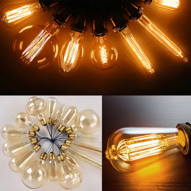 Vintage Retro Edison Light Bulb E14 E27 B22 40W 60W Antique Filament 240V Lamp