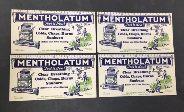 5 Vtg 1930's  MENTHOLATUM Advertising Ink Blotters - Unused - Nice Graphics!