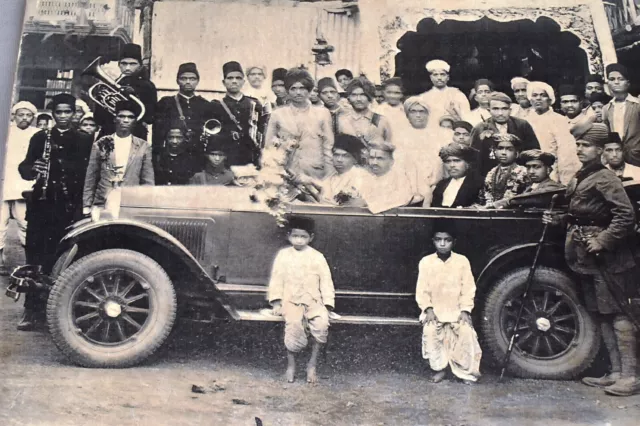 Vintage Moteur Voiture Photo De Mariage Barat Indien Ceremonie Collection Rare 2