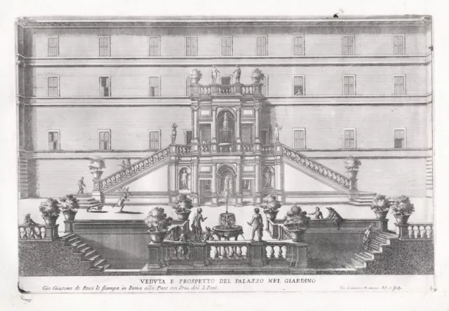 Tivoli Villa d' Este fontana Brunnen engraving Kupferstich Venturini 1690