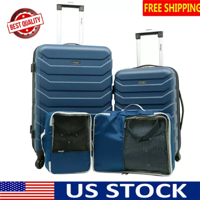 4 Piece Luggage Set Suitcase Spinner Hardside LIghtweight Travel Trolley Blue