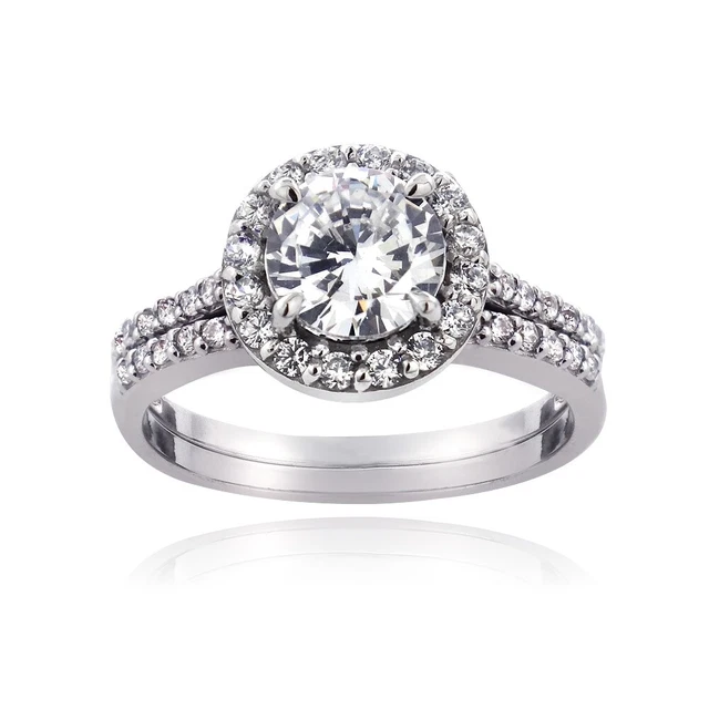 Rond Zircone 925 Argent Mariage Anneau Fiançailles Bague Parure, Taille 6