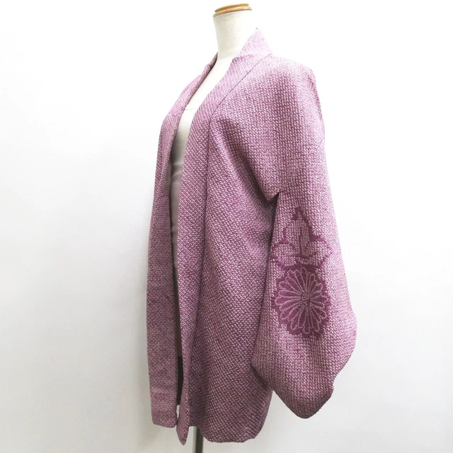 9011C5 Silk Vintage Japanese Kimono Haori Jacket Full Shibori Chrysanthemum