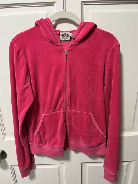 Juicy Couture Pink Velour Hoodie Track Lounge Jacket Love Heart Size X-large Xl