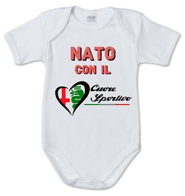body tuta bimbo neonato Stampa Nato con il Cuore Sportivo Logo Alfa Romeo regalo