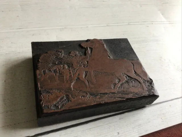 Vintage copper On Wood printing block~Signed~Wood & CO.London~11 X 8.5 Cm Approx