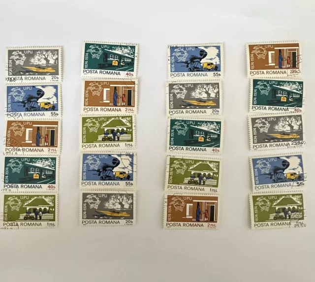 Romania Post Office Stamp Sets Universal Postal Union UPU 1874-1974 Twenty Total