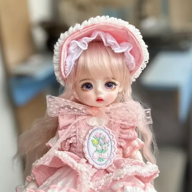 1/6 BJD Doll 30cm Girls Female Ball Jointed Body Eyes Face Makeup Wigs Clothes