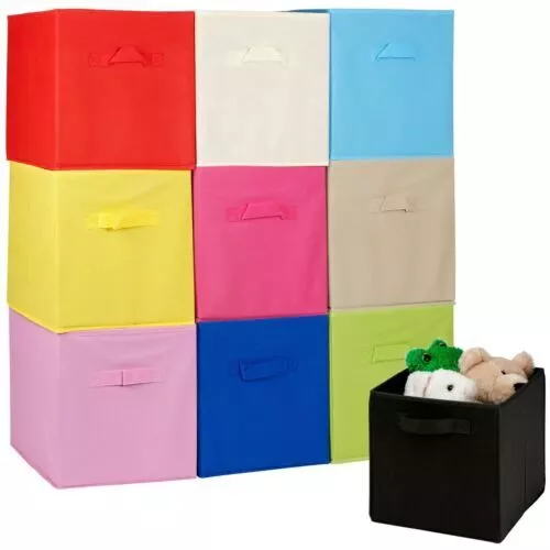 Collapsible Cube Non Woven Storage Boxes Kids Toys Carry Handles Basket Organise