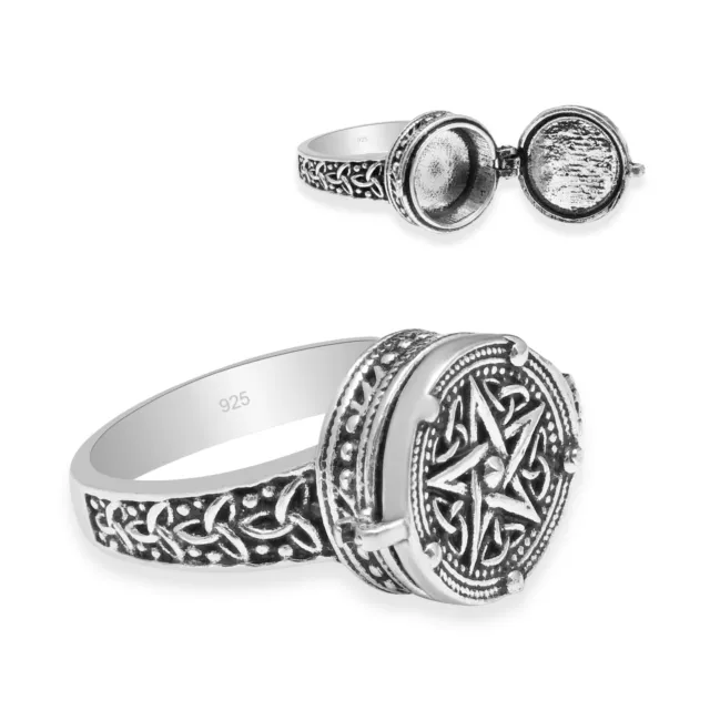 STAR TRIQUETRA VINTAGE Ethnic Handmade Poison Ring Jewelry US Size-10 ...