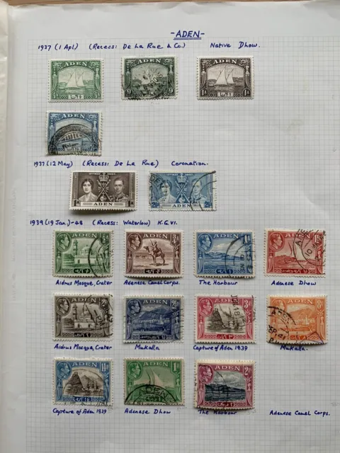 Aden Stamps Collection Of 49 Mainly Used On 3 Album Pages 1937-63