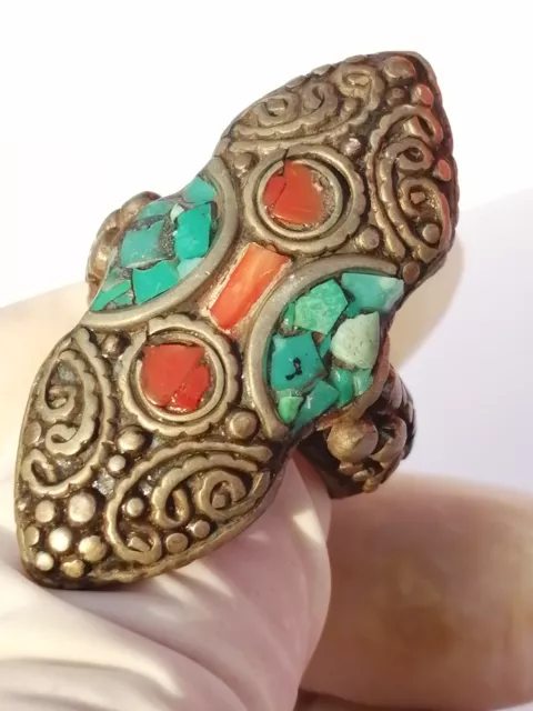 Extremely Ancient Islamic Ottoman Silver Ring Turquoise Stone Artifact Authentic