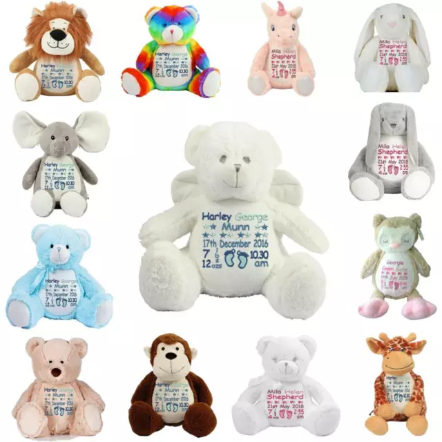 Personalised Teddy Bear Baby's 1st Birthday Christening Girl Boy Large Toy GIFT