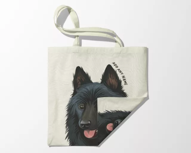 Personalised Schipperke Dog Portrait Illustration Natural Cotton Shopper Tote 2