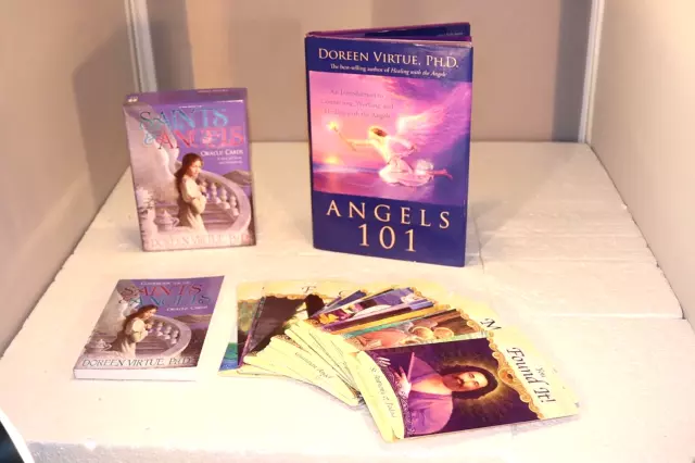 Saints & Angels Oracle 44-Card Deck & Guidebook & Angels 101 Book Doreen Virtue