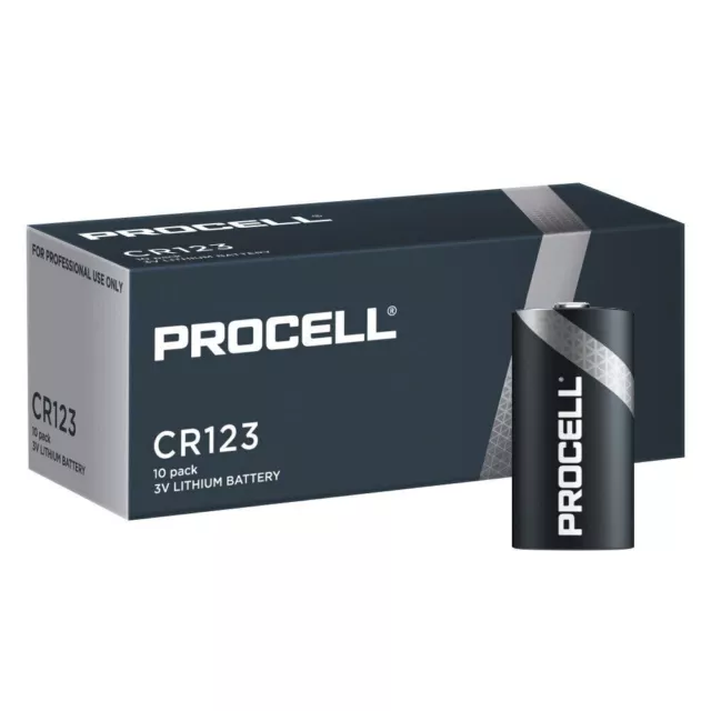Duracell Procell CR123 Lithium 3V Battery - Size CR123, Pack of 10 - EXP 2030