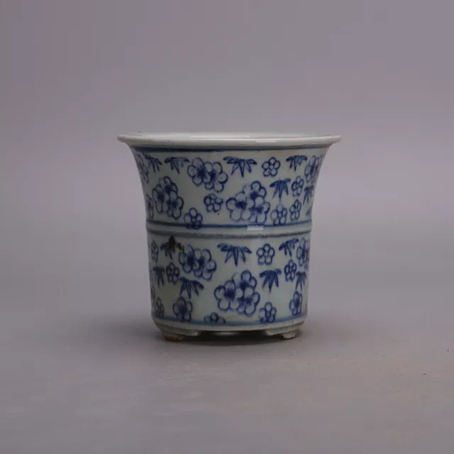 11cm Chinese Collect Porcelain Ming Dynasty Blue White Narcissus Flowerpot Decor 2
