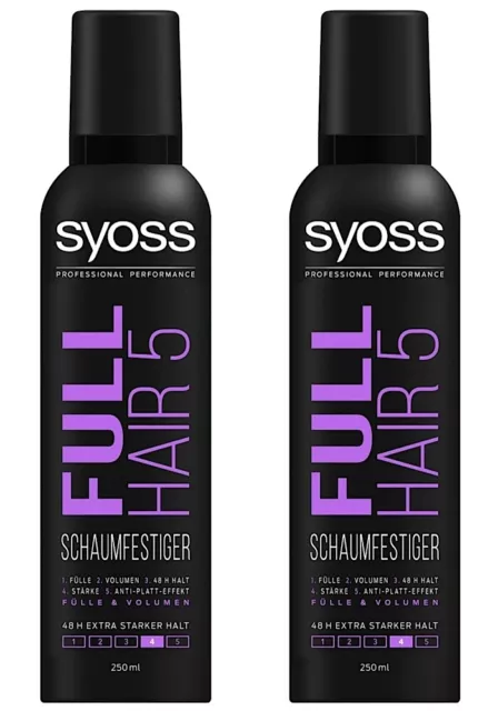 ✅ Syoss Full Hair 5 Schaumfestiger Extra starker Halt Haarstyling 2x 250ml ✅