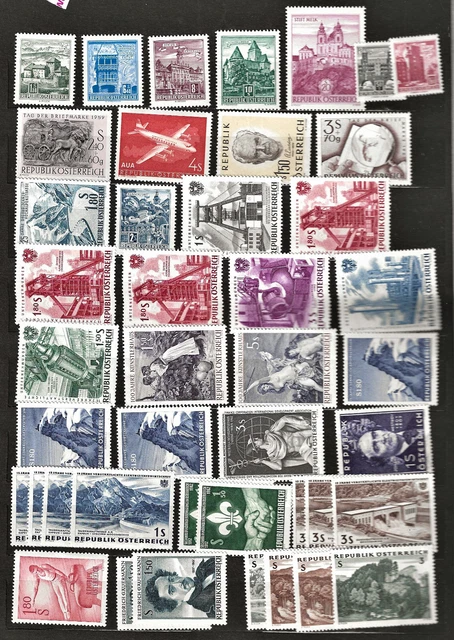 Österreich, Postfrische Marken auf 12 Blätter von 1959 bis 1995