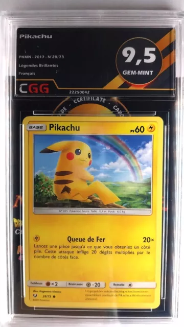 Pikachu Gradée CGG 9,5 Gem Mint FRANCAIS Légendes brillantes 28/73 22250042