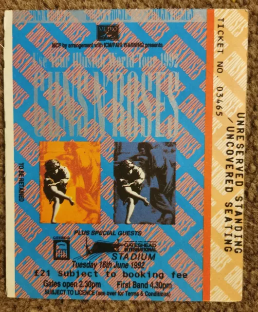 Guns N Roses At Gateshead Used Concert Ticket