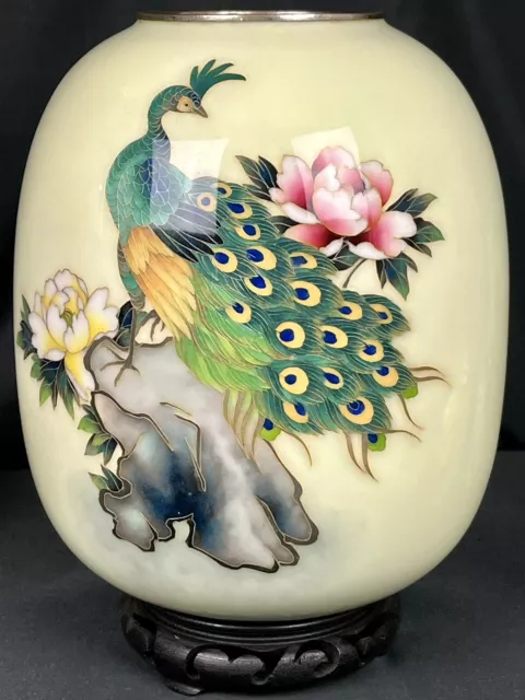 Rare Antique 10” Meiji Era Shobido Cloydon Golden Era Japanese Cloisonne Vase