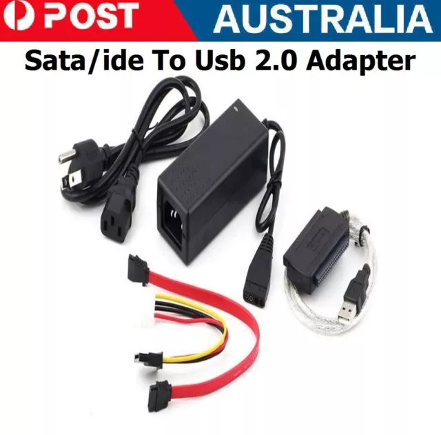 SATA/PATA/IDE to USB 2.0 Cable Power Adapter Converter For Hard Disk D 2.5-3.5''