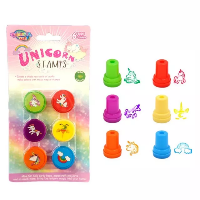 24 x Unicorn Stamps Set Stamp Fun Self-ink Stationery Kids Gift Party Toy Craft