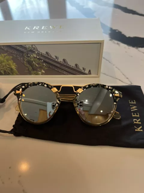 Krewe Sunglasses STL II Mirrored Confetti Black White Gold