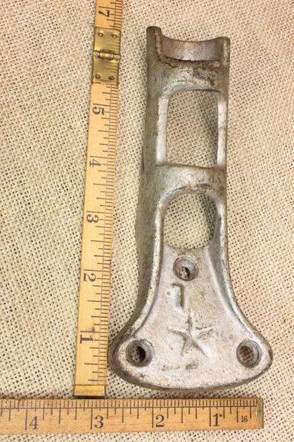 Old 1" Flag Pole Bracket Banner Holder Star Vintage Cast Iron Silver Galvanized 6