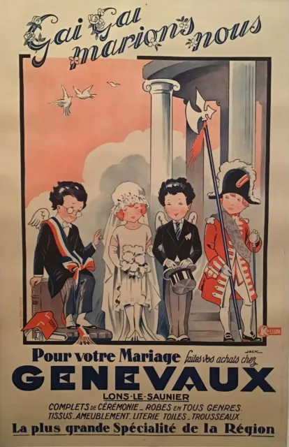 1920s Vintage French Art Deco Poster - Genevaux Wedding Attire