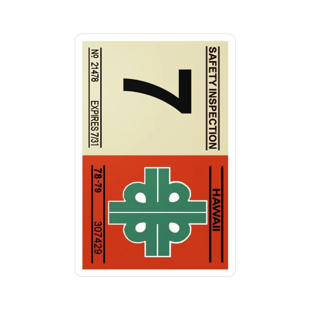 HAWAII VEHICLE SAFETY Inspection Sticker Vintage Style Vinyl Decal 6.