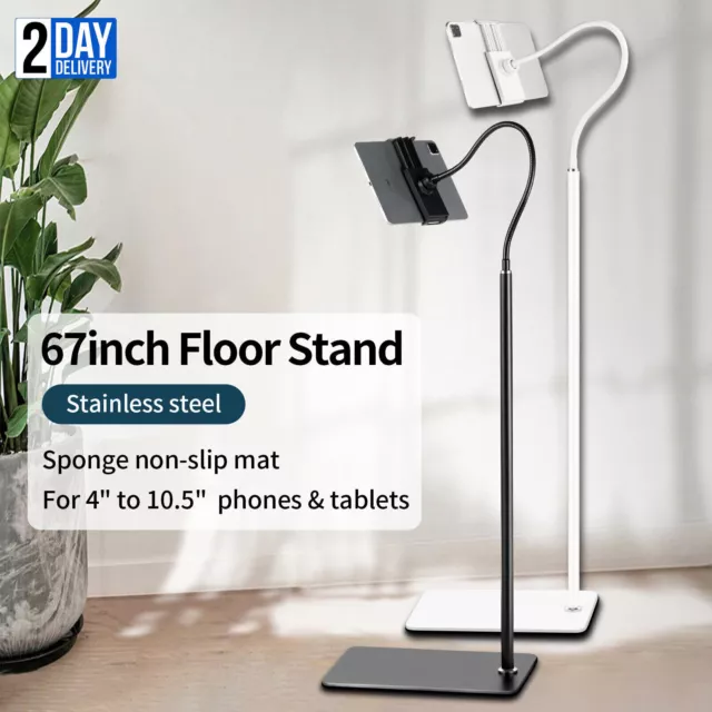 Tablet Mount Tripod Floor Stand Adjustable Gooseneck For 4-10.5" Phone iPad