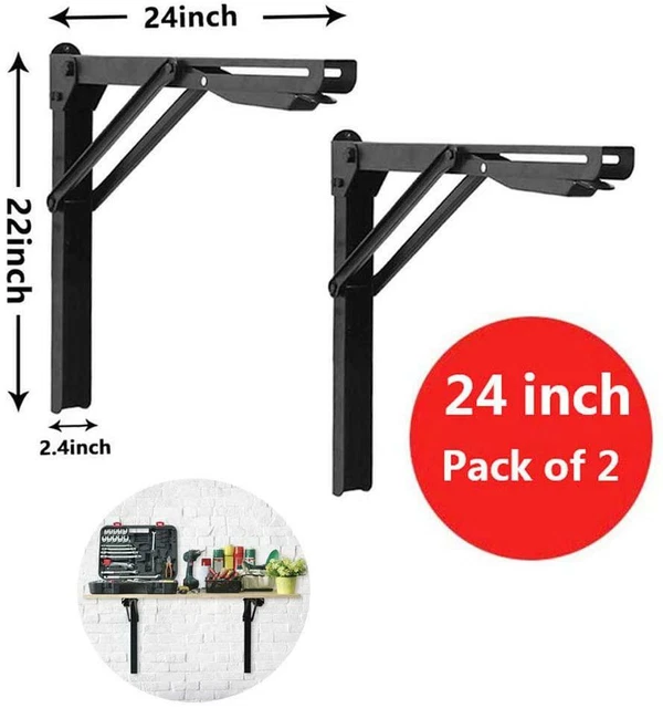 WALLMASTER 24INCH FOLDING Shelf Brackets Garage Heavy Duty Steel Max