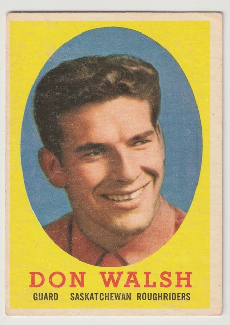 1958 TOPPS CFL Don Walsh Card 9 Saskatchewan Roughriders Denver EUR 5