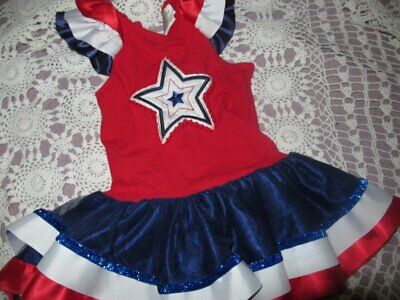 euc Emily Rose red white blue American flag twirl dress girls 4 free ship USA