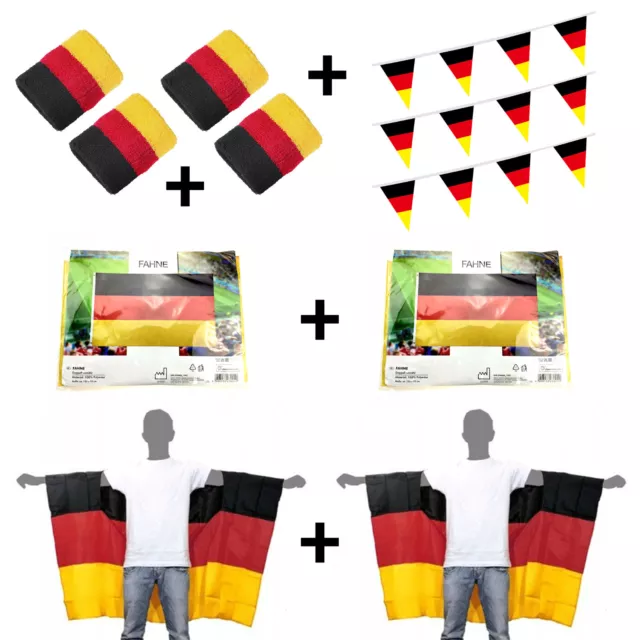 Fussball Deutschland Fan Artikel PONCHO Fahne Schweißband Wimpelgirlande WM & EM