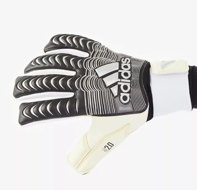 Adidas Classic Pro Fs Fingersave Goalkeeper Gloves Black White Silver Size 10 2