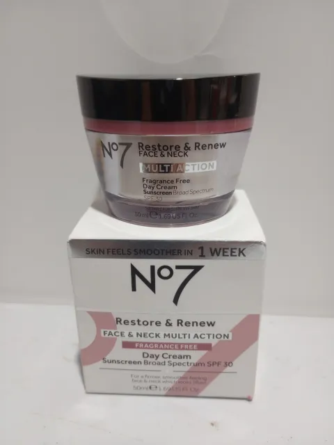 NO7 RESTORE & Renew SPF30 Face & Neck Multi Action Day Cream EXP 1