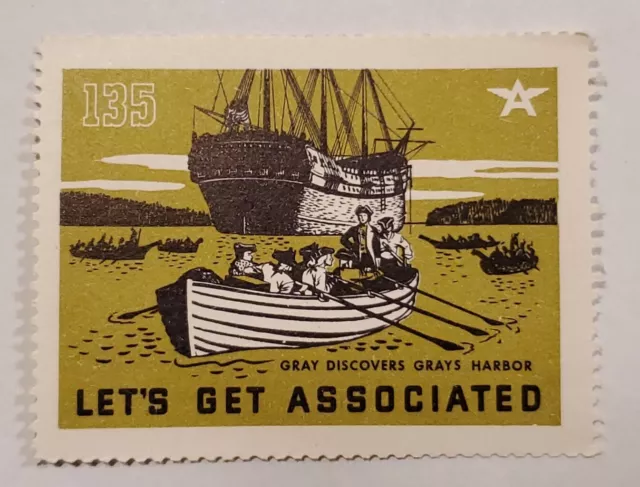 #135 Gray Discovers Grays Harbor - Let’s Get Associated - 1938 Poster Stamp