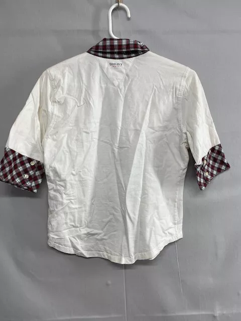 TOMMY HILFIGER YOUTH Girls SZ XL LONG SLEEVE BUTTON UP WHITE/BLUE SHIRT