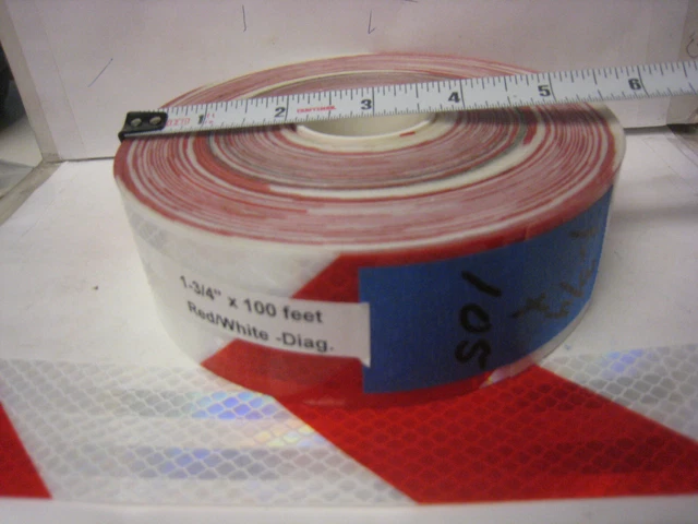 3M BRZ983L WHITE RED Reflective Diagonal Stripe Conspicuity Tape 1-3/4" x 105'