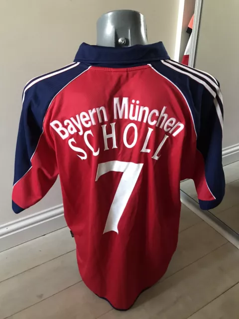 Authentic Bayern Munich SCHOLL 7 1999-01 Mens Large Home Football Shirt EXC