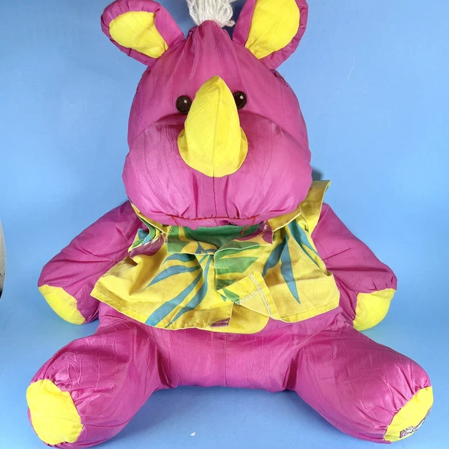 Vintage Fisher Price Puffalump Large Plush Hawaiian Pink Rhino 1987