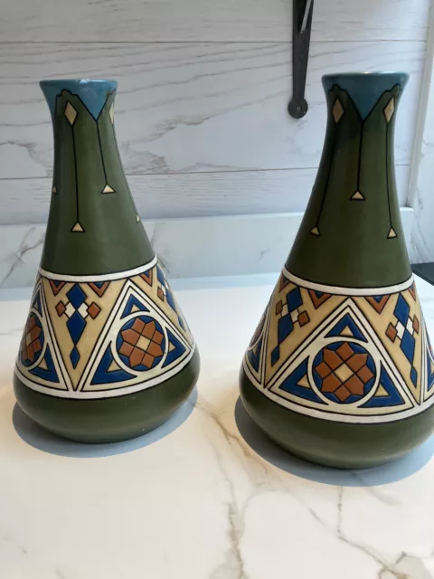 Pair of early 20th Century secessionist ceramic vases.