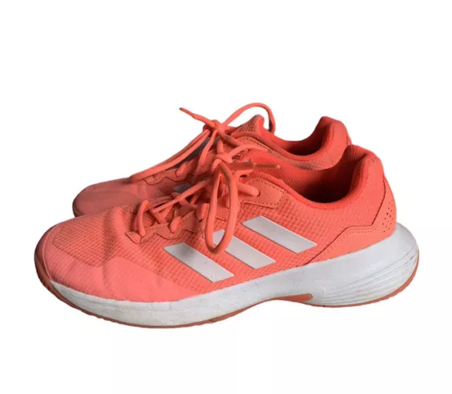 Adidas Damen Gamecourt 2 rosa/orange weiß Tennis Turnschuhe Schnürung UK 7
