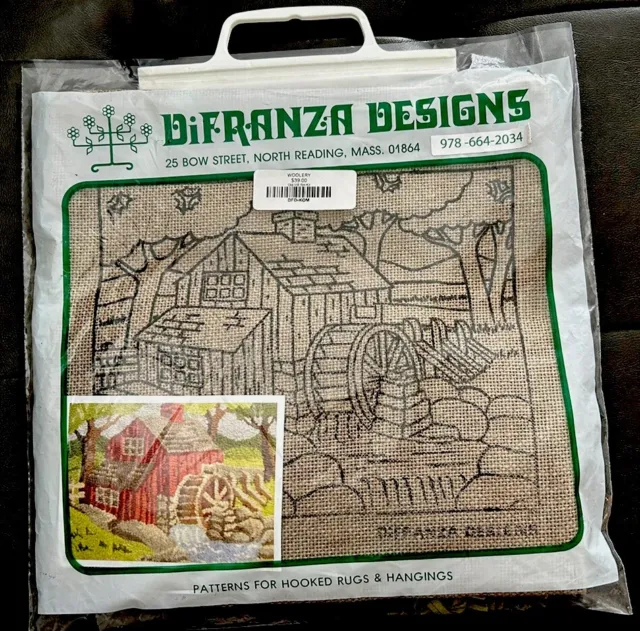 De colección. Kit colgante de pared de alfombra de diseño Difranza ~ casa de molino de arpillera, campo
