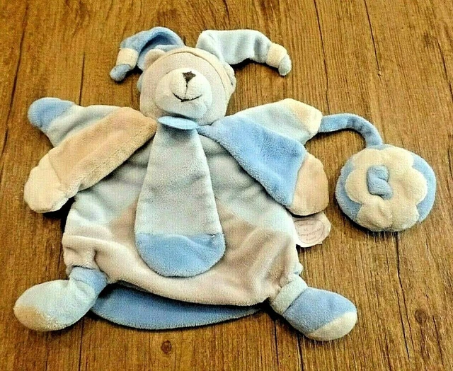 S15 / ours bleu beige poudré pétales marionnette DOUDOU ET COMPAGNIE