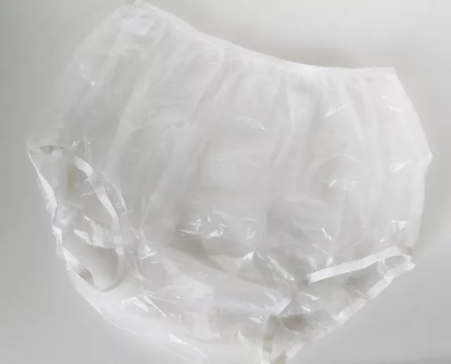 GLASS PVC PLASTIC Pants Vinyl Knickers Pad n Pants Diaper Cover M 26-34 ...
